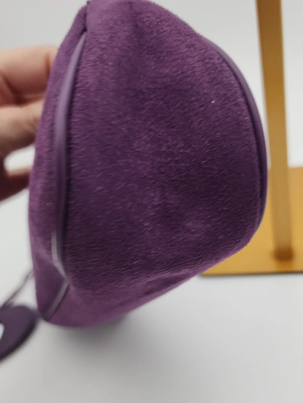 Ulta Purple Suede Wristlet Travel Bag With Heart Mirror Case